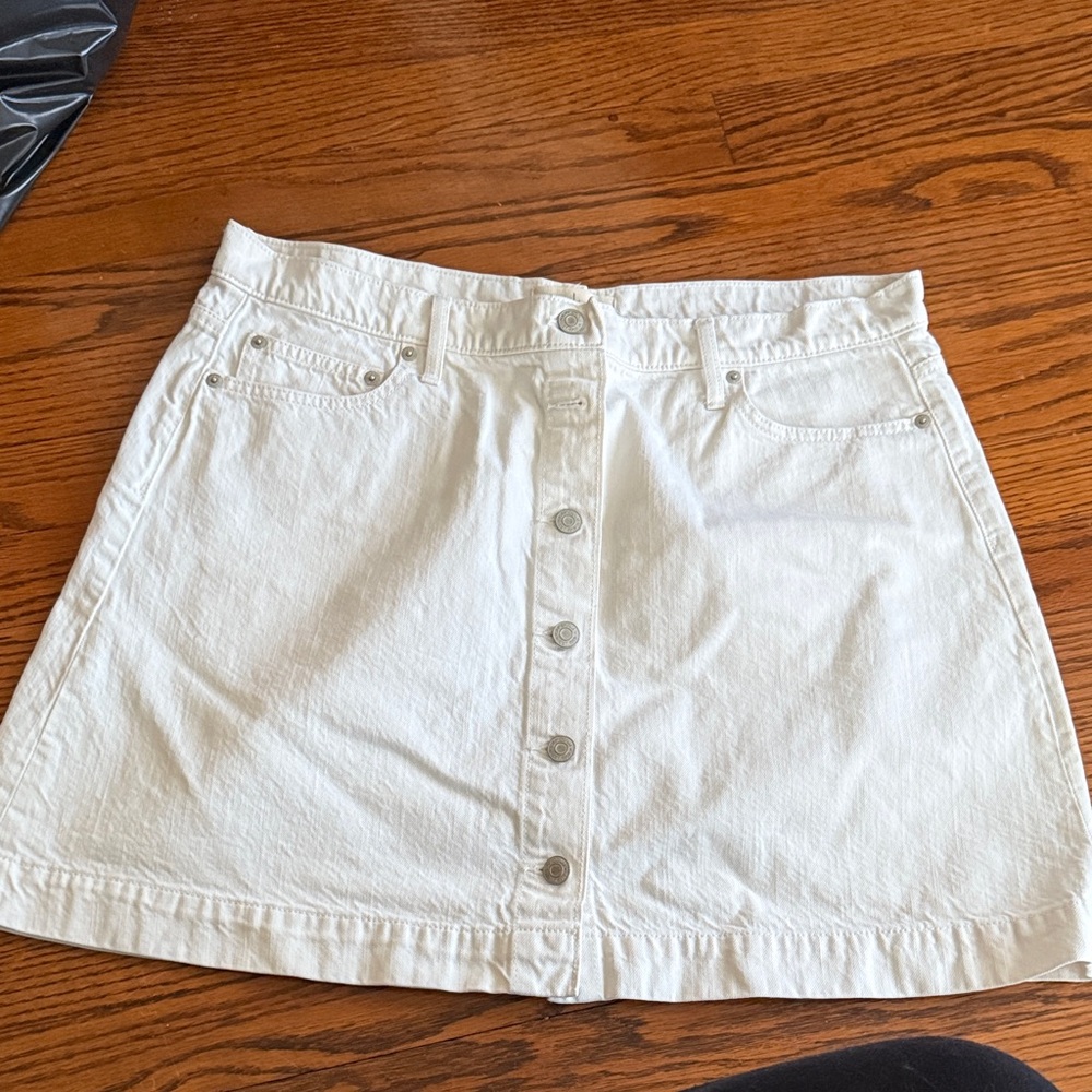 GAP Cream Button-Front A-Line Skirt